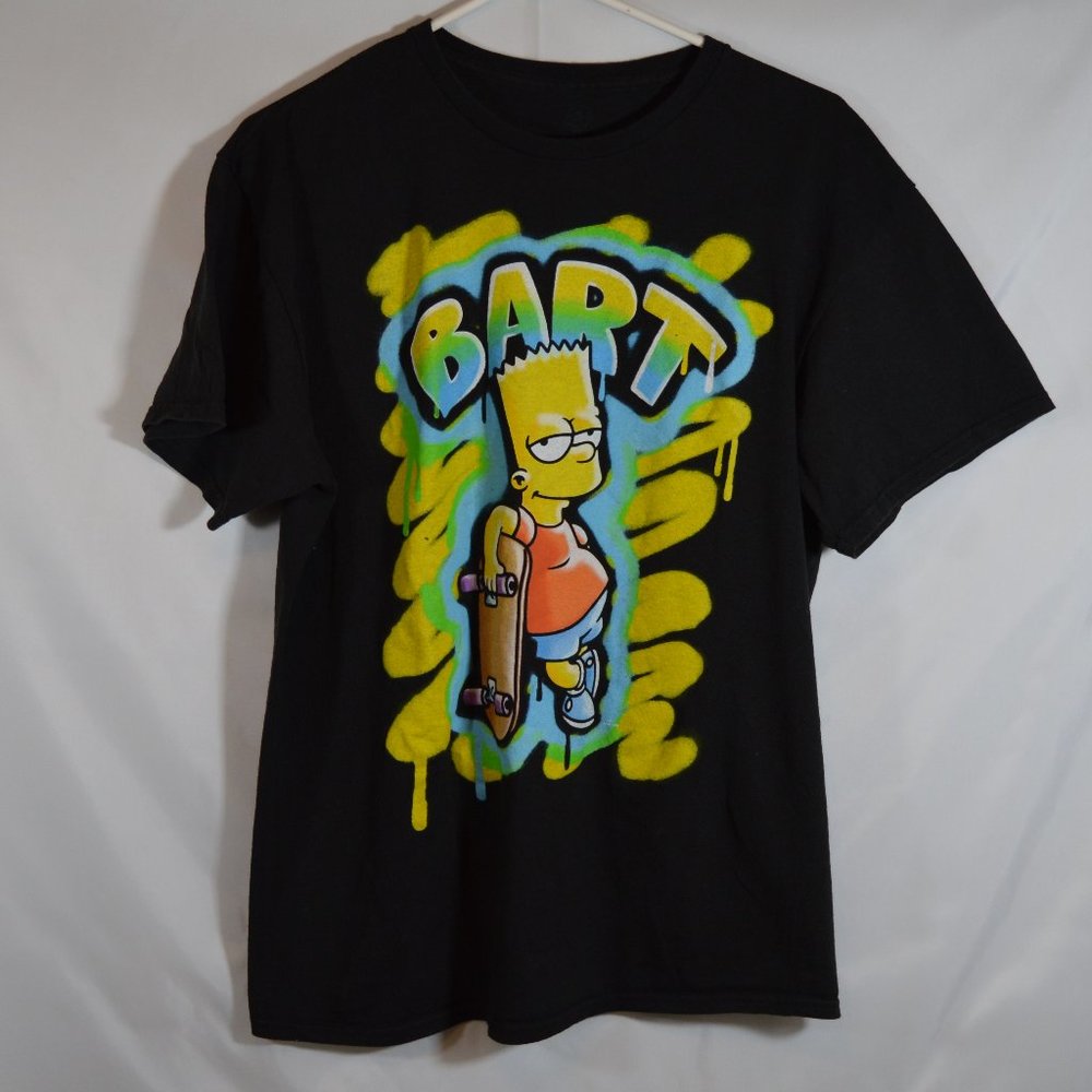 Bart Simpson Size L Black Multicolored Short Sleeve Skater Graffiti Tee Shirt